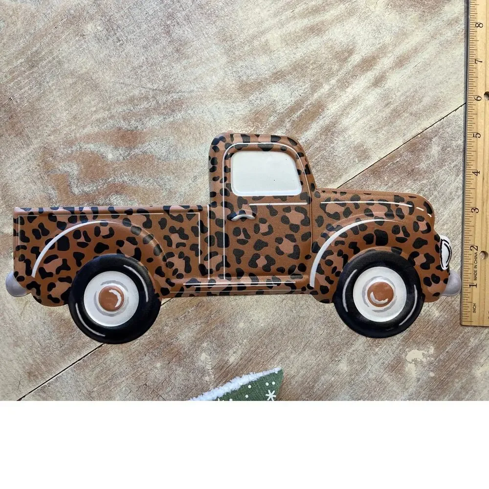 Leopard animal print Christmas truck and  Christmas ribbon - Picture 4 of 6